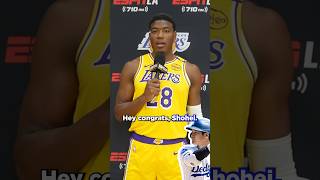 Rui Hachimura and the Lakers wish ShoheiOhtani and the Dodgers good luck in the postseason 💙🇯🇵 [upl. by Novelc]