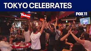 Shohei Ohtani fans in Tokyo react to Dodgers teammate Freddie Freemans walkoff grand slam [upl. by Oibaf]