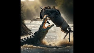 Crocodile attacks wildebeest Crocodile vs Wildebeest Attack [upl. by Llemar]