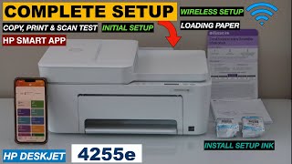 HP DeskJet 4255e Setup Install Setup Ink Load Paper Wireless Setup Copy Print amp Scan Review [upl. by Rubie]