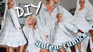 DIY Tunika  Kleid im Stufenlook selber nähen  Biesen [upl. by Grissom461]