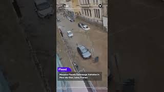 Massive Floods Submerge Vehicles in RivedeGier Loire France [upl. by Akeyla]