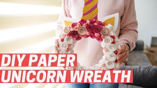 Stunning Quilled Paper Unicorn Wreath  Easy DIY Decoration [upl. by Riabuz]