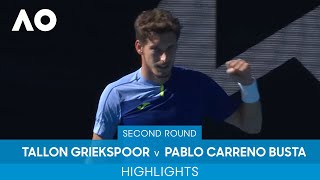 Tallon Griekspoor v Pablo Carreno Busta Highlights 2R  Australian Open 2022 [upl. by Airom627]