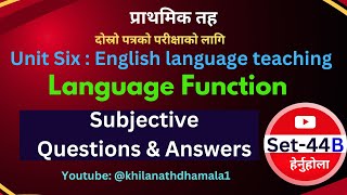 Set 44B  Primary level Model Question and amp Answer  Language Functions [upl. by Anagrom]