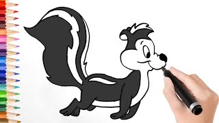 How to draw pepe le pew cartoon [upl. by Gabrielli188]