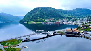 🇳🇴 Sogndal Norway Sognefjord Ferry  Scenic Relaxing Drone Footage Full HD [upl. by Chesnut]