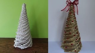 Jak zrobić choinkę z papierowej wikliny wicker paper christmas tree [upl. by Ytirehc389]