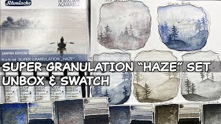 Schmincke Super Granulating HAZE Watercolor Set from Jacksons  Unbox and Swatch to Music [upl. by Ennahoj]