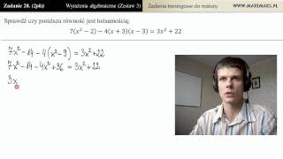 Zad28 Sprawdź czy równanie jest tożsamością wyrażenia algebraiczne  zestaw 3 [upl. by Paugh917]