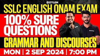 SSLC Onam Exam  English  100 Sure Questions  Grammar and Discourses  Xylem SSLC [upl. by Gilder]