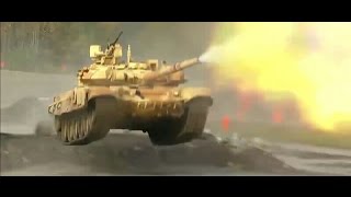 Russian T90 flying tank live firing at RAE 2015 [upl. by Lyrac174]