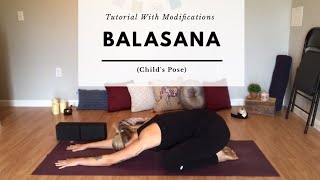 Balasana Childs Pose Tutorial With Modifications  ZENner mobile yoga [upl. by Keisling]