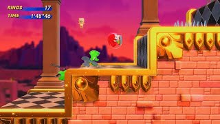 SONIC SUPERSTARS golden capital zone act knuckles walkthrough [upl. by Anayhd689]