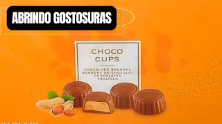 ABRINDO CHOCO CUPS CHOCOLATE RECHEADO DE AMENDOIN  PRODUTO ALEMÃO  BELGA [upl. by Linis]