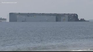 Coast Guard Could take weeks maybe months to remove overturned cargo ship from St Simons Sound [upl. by Sualohcin]