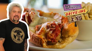 Guy Fieri Eats a Gigantic Meatball Sub in Alaska  Diners DriveIns and Dives  Food Network [upl. by Calvina]