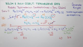 Genel Kimya1 Bölüm5Sulu Çözelti Tepkimelerine GirişRedoks DenkleştirmeSoru Çözümü 1 [upl. by Leahcimnhoj156]