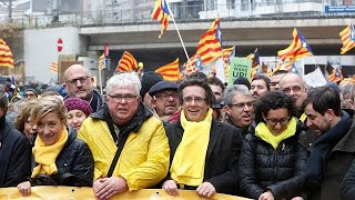 Katalanische Separatisten demonstrieren in Brüssel [upl. by Nali964]