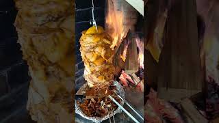 Döner grilled on charcoal homemade cooking fireplacecooking chikendinner [upl. by Hobbie255]