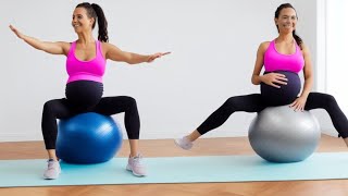 Birth Ball Exercises during Pregnancy  10 mins Daily Third Trimester Exercises for Easier Delivery [upl. by Desai]