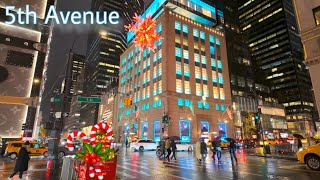 2024 Bergdorf Goodman Christmas Holiday Windows amp 5th Avenue Luxury Stores Decorations Rain Walk [upl. by Delaine]