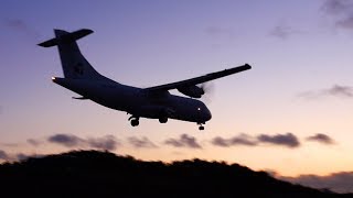 DAT ATR42 Windy evening landing at Stord airport may 2019 [upl. by Gaves]