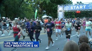 Thousands cross finish line at Life Time Chicago Half Marathon and 5K [upl. by Elrak873]