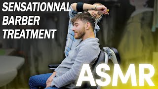 AMAZING ASMR TREATMENT  Handsome Customer Got ASMR Haircut and ASMR HEAD MASSAGE [upl. by Lalaj329]