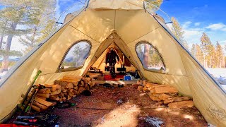 LIVING IN A TENT ALL WINTER IN COLORADO INTERIOR TOUR AND STOVE DETAILS FOR OFFGRID LIFESTYLE [upl. by Karab521]