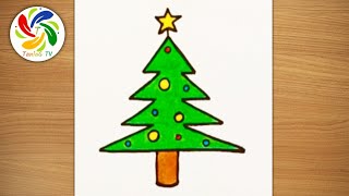 How to Draw a Christmas Tree for Kids  Christmas Tree Drawing  Simple Drawing [upl. by Anjali]