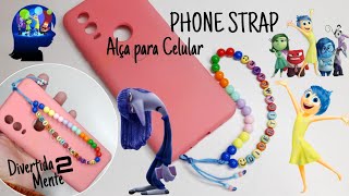 Phone Strap  Alça para Celular  Cordinha de Miçangas DIVERTIDAMENTE 2  FINALIZAÇÃO FÁCIL ❤️💚💙💜💛 [upl. by Darelle]