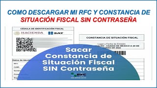 COMO DESCARGAR MI RFC Y CONSTANCIA DE SITUACIÓN FISCAL SIN CONTRASEÑA 2024 [upl. by Vere]