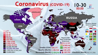 45 Million Coronavirus Cases Worldwide Map Timelapse since January [upl. by Tatiania]