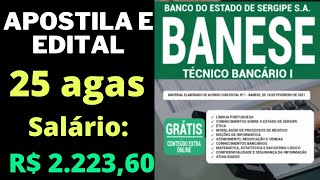 Concurso BANESE  Banco do Estado de Sergipe SA 2021 Apostila Técnico Bancário I Concurso BANESE [upl. by Haase]