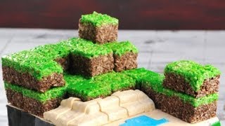 MINECRAFT DIRT BLOCK RICE KRISPIE TREATS HANIELAS [upl. by Lois]