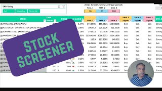 Simple Moving Average Stock Screener Demo  Spreadsheet with Live Market Data [upl. by Eitak]