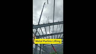 Metal Purlin Lifting Installation  Steel Workshop Building Roof Purlin Alternative DIMond amp Lysaght [upl. by Darsie40]