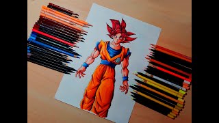 Speed Drawing Goku Super Saiyan God  Dibujando a Goku Super Sayajin Dios drawing dragonballgoku [upl. by Aiuqenehs]