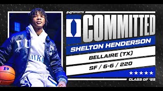 WATCH 5star SF Shelton Henderson commits to Duke  No 15 overall prospect [upl. by Amaso623]