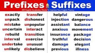 Prefixes and Suffixes 200 English Vocabulary Words To Improve Your English Fluency [upl. by Mitchael]