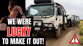 SLIPPERY WHEN WET  MURRAY RIVER FREE CAMPING WITH OFFROAD CARAVAN 4X4 EXTREME  TRAVEL AUSTRALIA [upl. by Lockwood849]