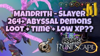 Mandrith Slayer  264 Abyssal Demons  Loot  Time  Low XP  Runescape 3 runescape3 [upl. by Analad]