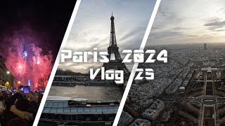 Arc de Triomphe SilvesterFeuerwerk Eiffelturm Ebene 3 276m Höhe  Paris 2024  VLOG 25  DE [upl. by Annatnom]