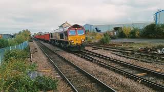 EWS liveried 66076 Diesel Locomotive and Greater Anglia Class 755 DMU at Whittlesea Railway Station [upl. by Megargee316]