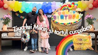 Ziua lui Milan 🌈 Decor Cadouri și Rețetă Tort curcubeu cu colorant natural  Bianca Jessica [upl. by Asert856]