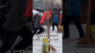 Outhouse Races at the 2024 Fur Rondy furrondy Outhouse winterfestival [upl. by Anson549]