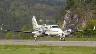 Beechcraft Super King Air 200 landing in Nelson British Columbia CZNL [upl. by Caputto395]