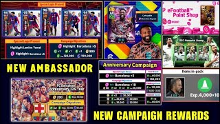 Big Update🔥Upcoming New Campaign Free Coins New Ambassador Pack  eFootball 2025™ [upl. by Anikat]