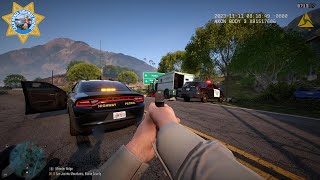 NO COMMENTARY GTA V LSPDFR  STOLEN MONEY TRUCK FATALLY SHOOTOUT MULTIPLE OFFICERS DOWN  CHP [upl. by Drake]